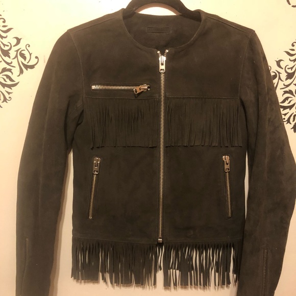TOPSHOP Genuine Suede Fringe Jacket! MINT! SZ 2! - Picture 7 of 7